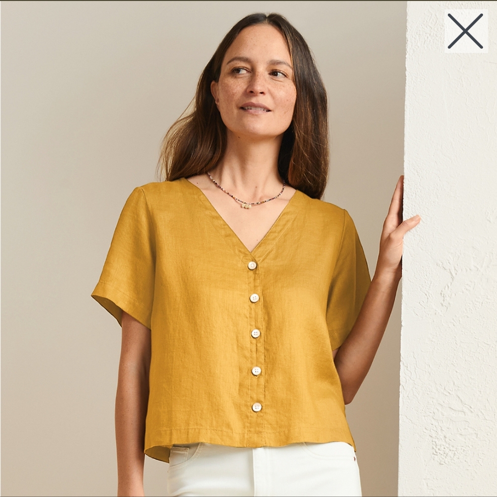 Garnet Hill Gabby Button Front Linen Top